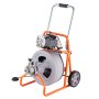 VEVOR Drain Cleaner Machine 75FT x 1/2 Inch, Auto Feed Sewer Snake Drain Auger on Wheels, Portable Drain Cleaning Machine with 8 Cutters & Air-activated Foot Switch for 2" to 4" Pipes
