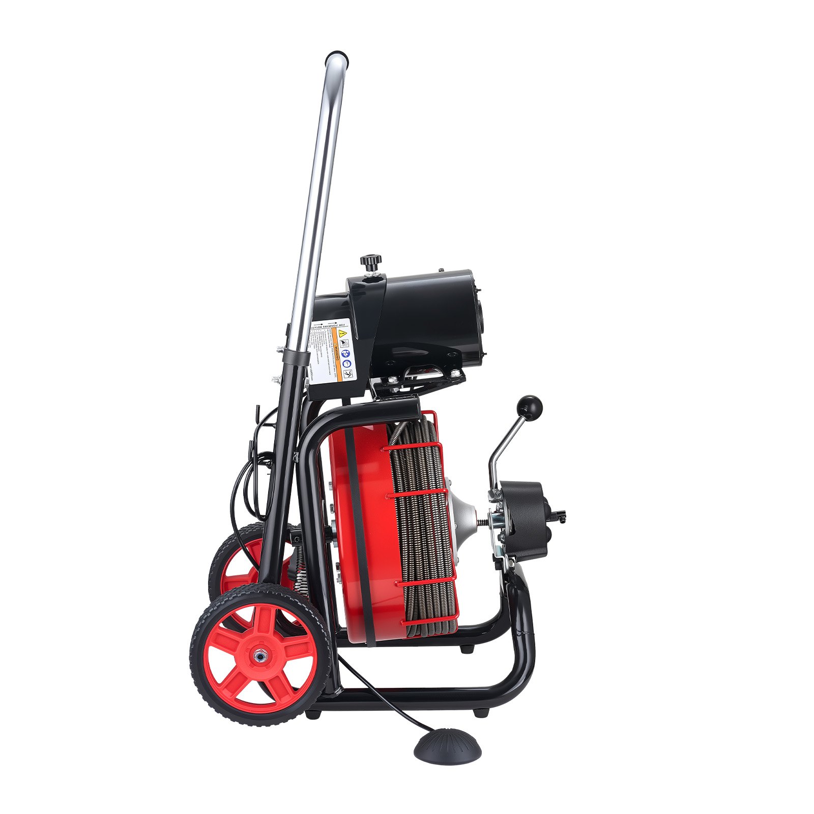 VEVOR Drain Cleaner Machine 30m x 13mm, Auto Feed Sewer Snake Auger on Wheels - with 8 Cutters & Air-Activated Foot Switch for 50mm to 150mm Pipes