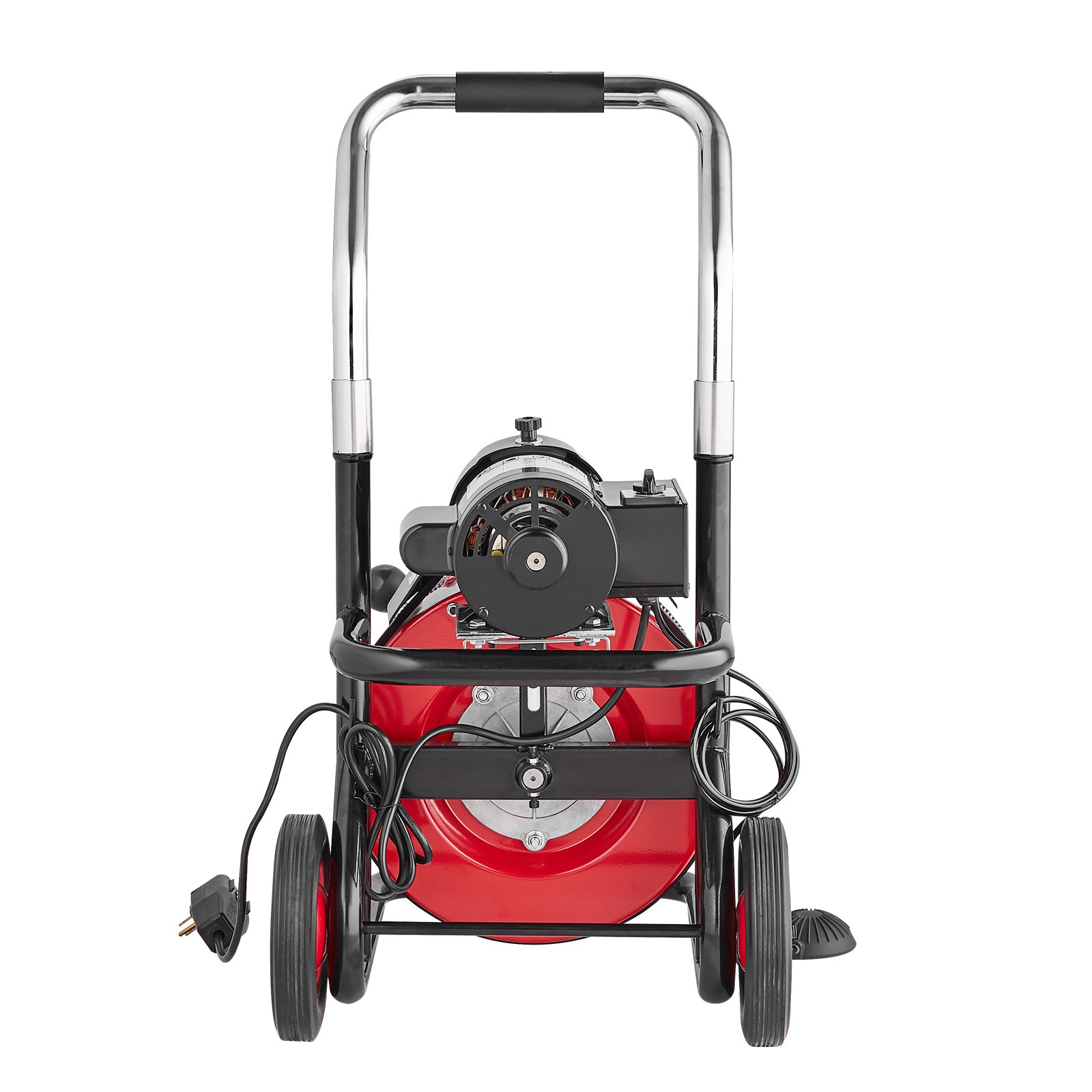 VEVOR Drain Cleaner Machine 100FT x 1/2 Inch, Auto Feed Sewer Snake Auger on Wheels, 550W Portable Drain Cleaning Machine with 8 Cutters & Air-activated Foot Switch for 2" to 4" Pipes