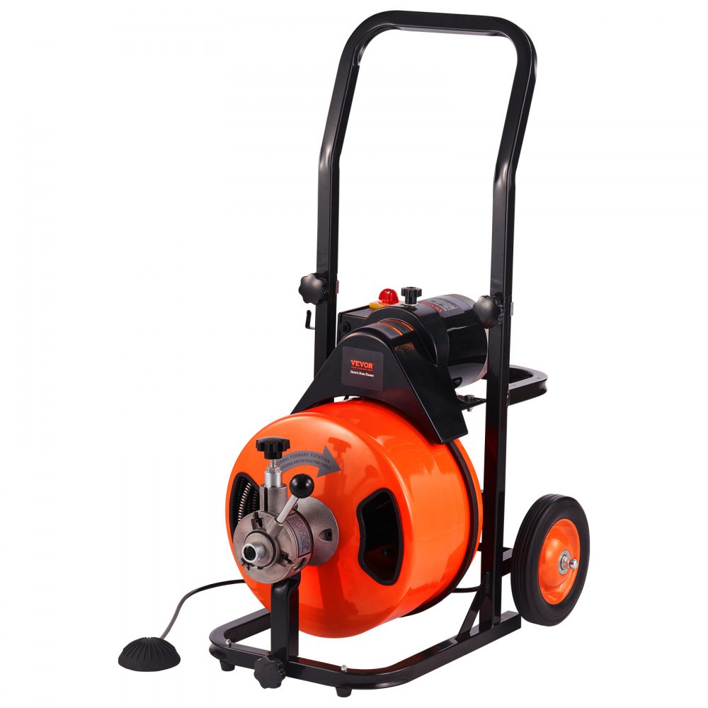 VEVOR Drain Cleaner Machine Electric Drain Auger 75 FT x 1/2 In Auto Feed for 2" to 4" Pipes