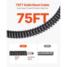 VEVOR Drain Cleaner Machine 75FT x 1/2Inch, Auto Feed Sewer Snake Auger with 4 Cutter & Air-activated Foot Switch for 2" to 4" Pipes, Orange, Black