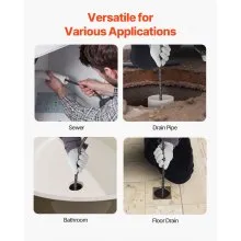 VEVOR Drain Cleaning Machine 50 FT x 3/8 Inch, Sewer Snake Machine Auto Feed, Drain Auger Cleaner with 4 Cutter & Air-Activated Foot Switch for 1" to 4" Pipes