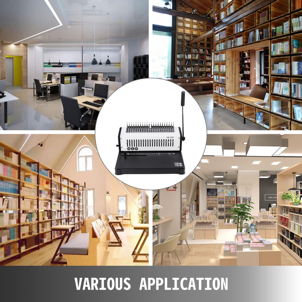 VEVOR 21 Holes Metal Coil Binding Machine SD-220B Book Binding Machine Comb Puncher Comb Binding Machine for A4 400 Sheet Papers