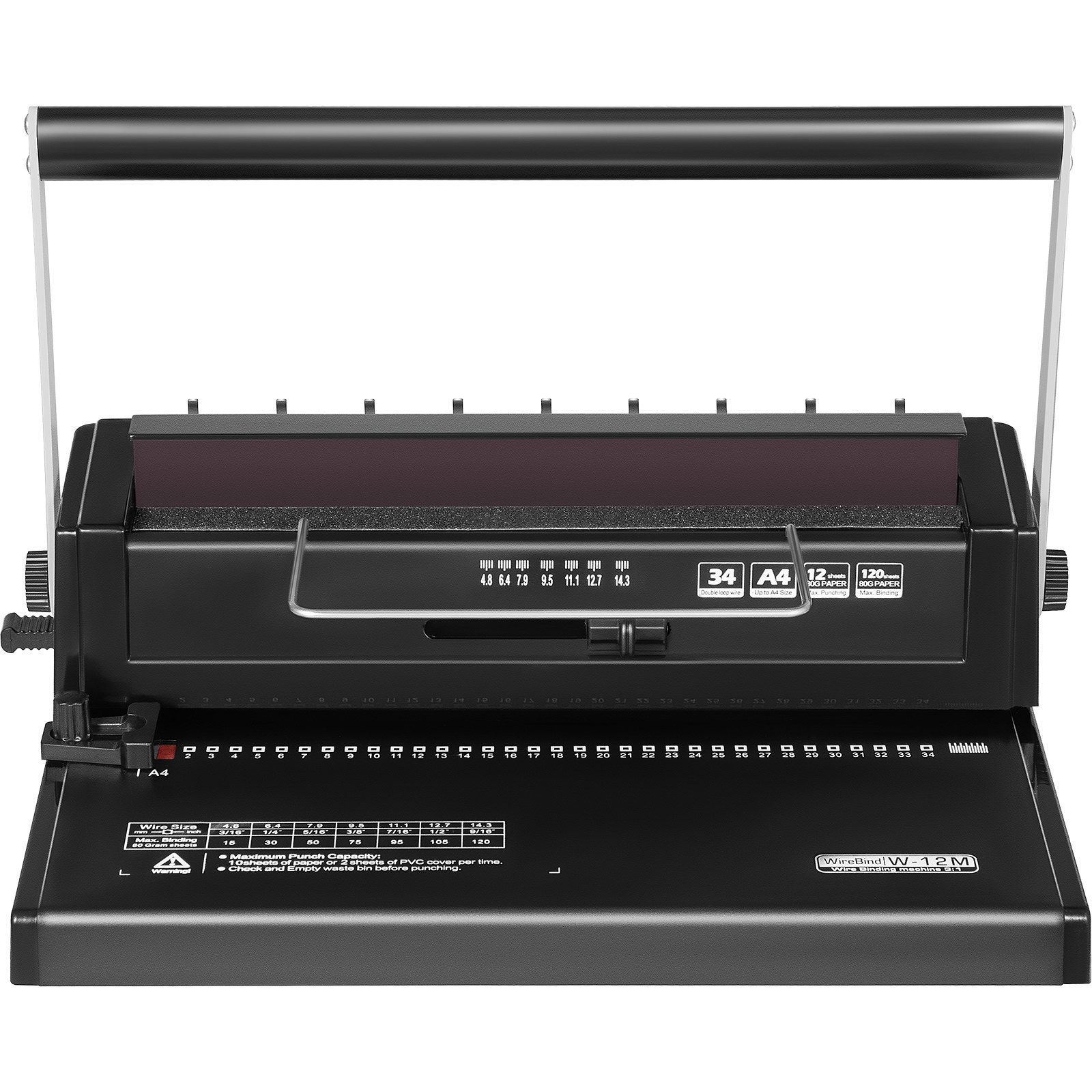 VEVOR Manual Wire Binder Machine A4, Wire Binding Machine 120 Sheet, with Wire Binding Set Insert 34 Holes for Office, Store