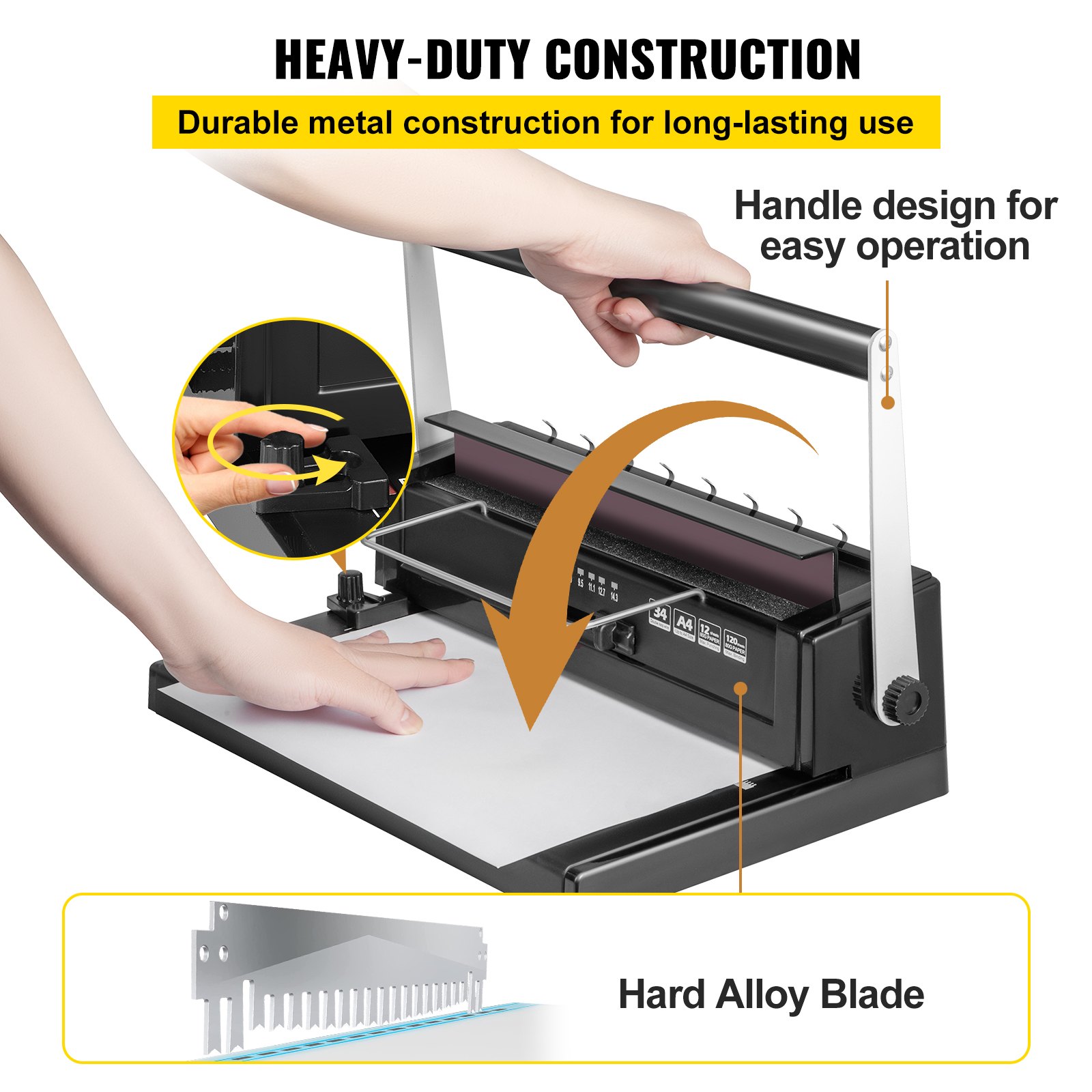 VEVOR 34 Holes Manual Coil Binding Machine TD-130 Book Binding Machine 3:1 Spiral Coil Paper Puncher Wire Punching Binder for A4