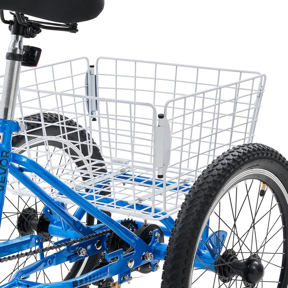 VEVOR Folding Adult Tricycle 20 inch 7 Speed Foldable Trikes for Adult, 3 Wheel Cruiser Bike w/ Cargo Basket, Adjustable Seat, Double-Wall Wheel Rims, Shopping Picnic Tricycles for Women, Men, Senior