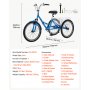 VEVOR Folding Adult Tricycle 24 inch 7 Speed Foldable Trikes for Adult, 3 Wheel Cruiser Bike w/ Cargo Basket, Adjustable Seat, Double-Wall Wheel Rims, Shopping Picnic Tricycles for Women, Men, Senior