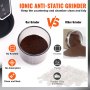 VEVOR burr coffee grinder comparison; clean grind vs messy, no knots, no adsorption, neat countertop.