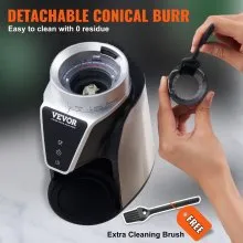 VEVOR Conical Burr Grinder, Electric Adjustable Burr Mill with 51 Precise Grind Setting, 9.7-Ounce 13 Cups Coffee Bean Grinder, Perfect for Drip, Mocha, Hand Brew, French Press, Espresso, Silver