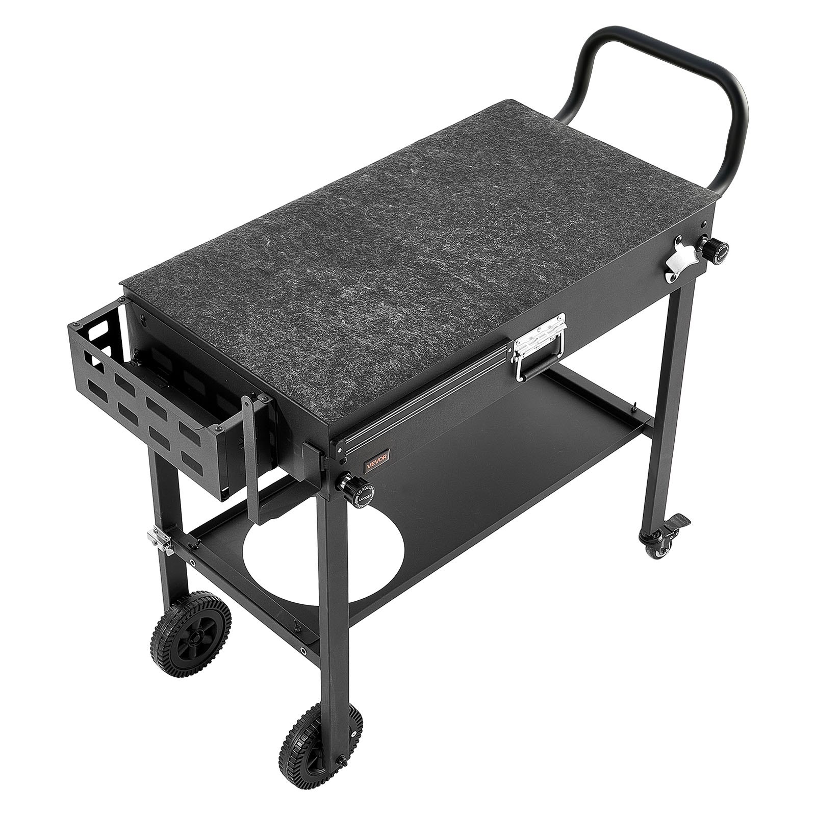 VEVOR Outdoor Grill Cart, 31.0 x 17.0 inch Tabletop Size Grilling Table, Foldable Outdoor Cooking Table with Tissue Holder, Wheels, Magnetic Tool Rack, BBQ Prep Tables for Picnic, Kitchen, Courtyard