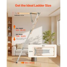 Attic Ladder 375LBS / 170KG Capacity for 7.66 to 10.25 ft Ceilings Aluminum