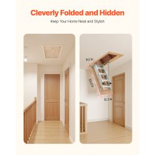 Attic Ladder 375LBS / 170KG Capacity for 7.66 to 10.25 ft Ceilings Aluminum