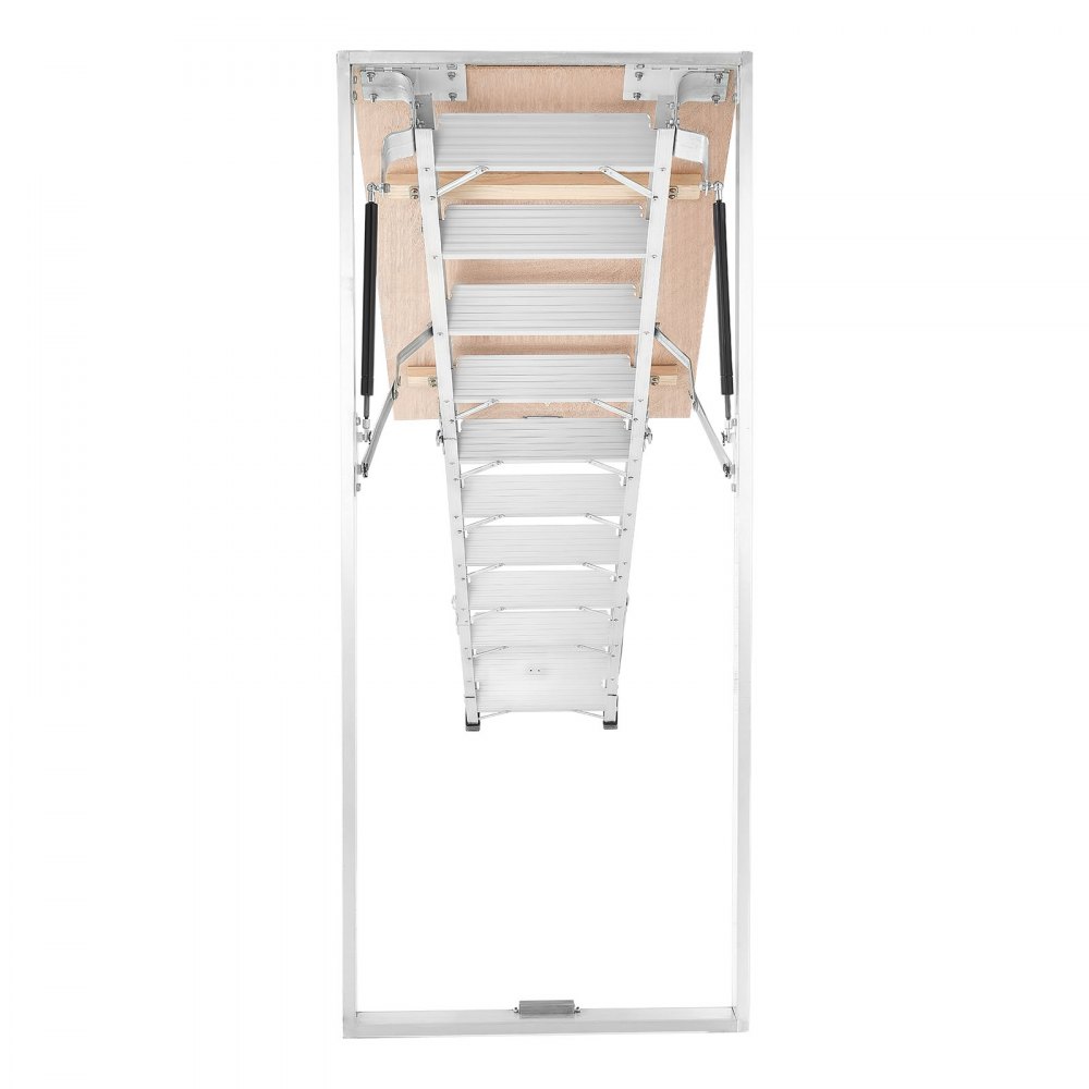 VEVOR Aluminum Attic Ladder, Fits 299-314 cm/233.5-299 cm Ceiling Height, 1372 x 572 mm Opening, 170 kg Load Capacity, Multi-Purpose Foldable Lightweight & Portable Attic Stairs for Convenient Access