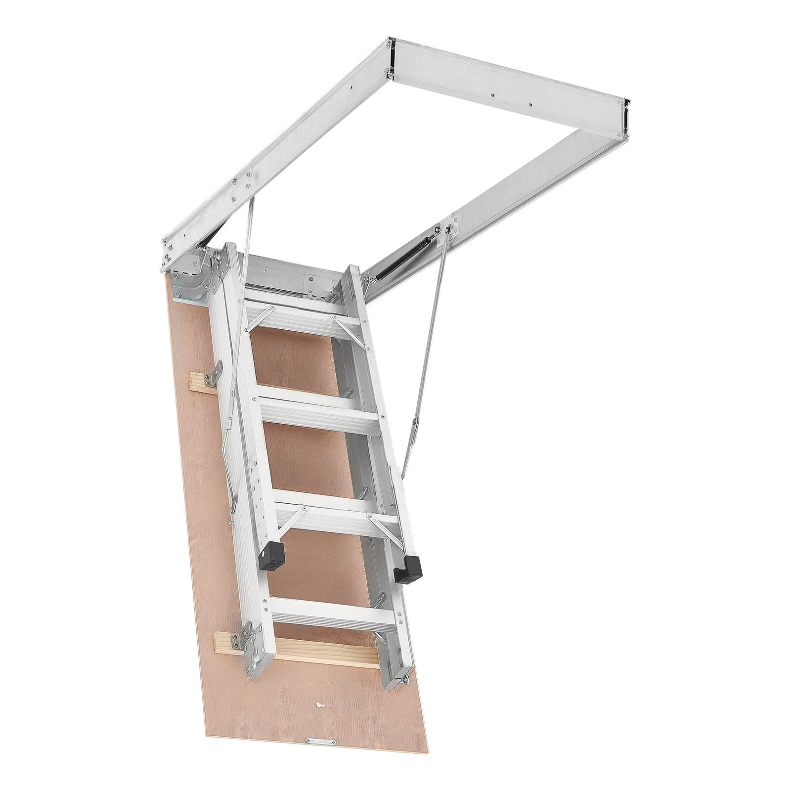 VEVOR Aluminum Attic Ladder, Fits 299-314 cm/233.5-299 cm Ceiling Height, 1372 x 572 mm Opening, 170 kg Load Capacity, Multi-Purpose Foldable Lightweight & Portable Attic Stairs for Convenient Access