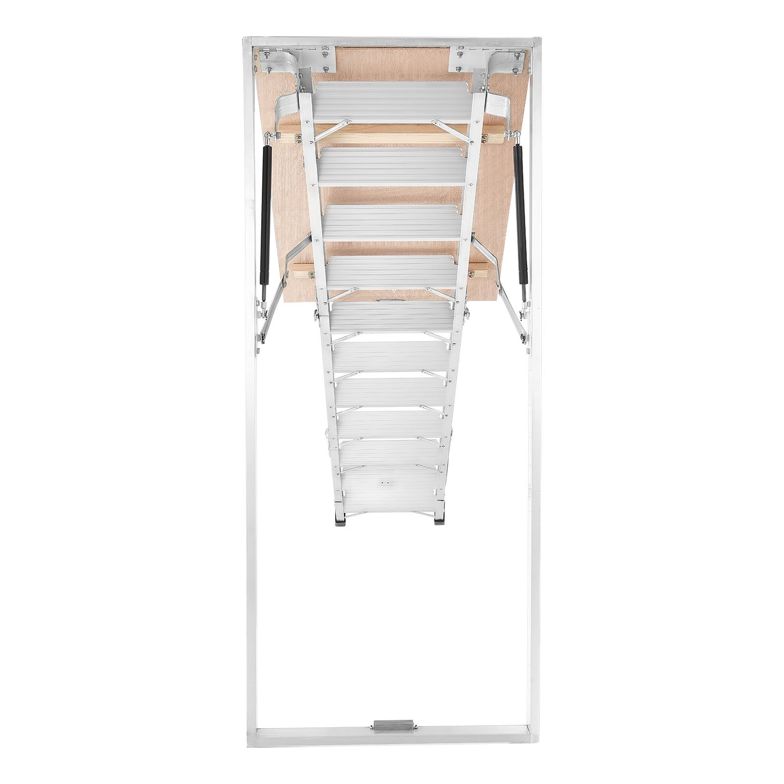 VEVOR Aluminum Attic Ladder, Fits 299-314 cm/233.5-299 cm Ceiling Height, 1372 x 572 mm Opening, 170 kg Load Capacity, Multi-Purpose Foldable Lightweight & Portable Attic Stairs for Convenient Access