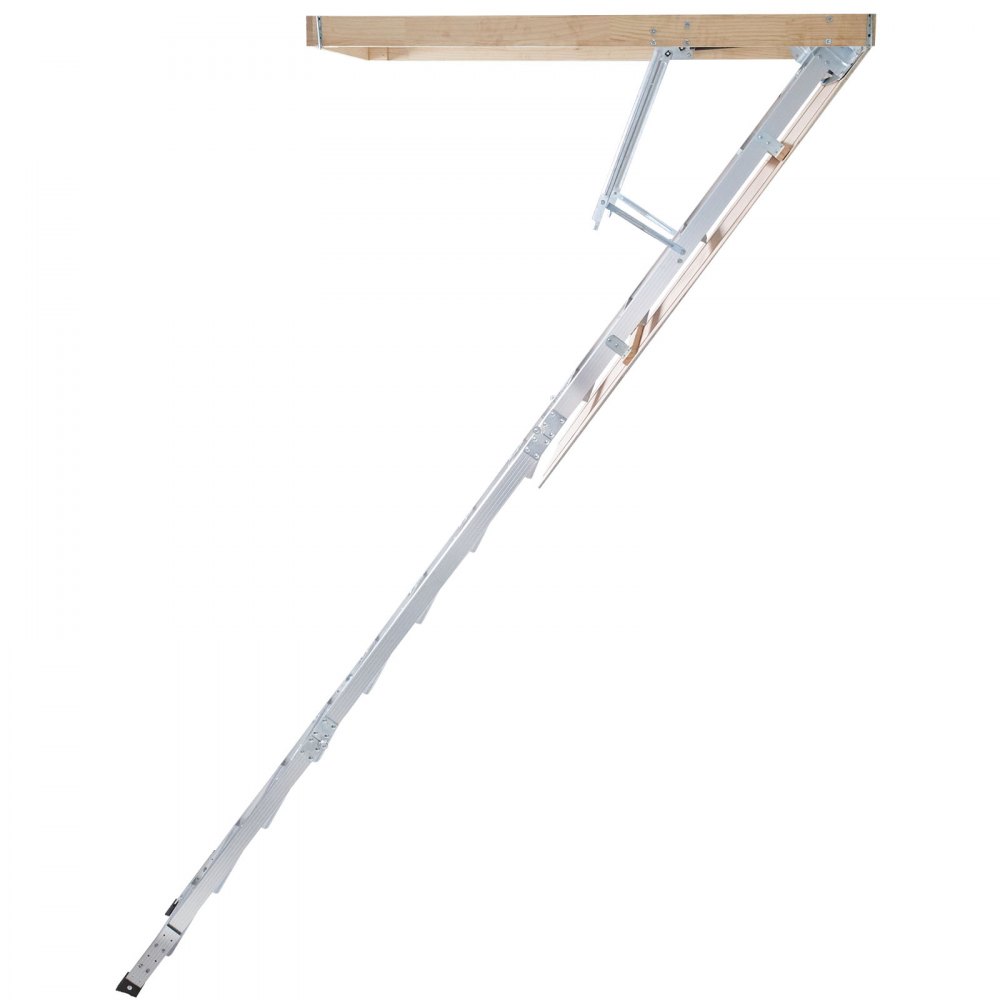 VEVOR Attic Ladder Foldable, 158.8 kg Capacity, 57.15 cm x 160 cm, Multi-Purpose Aluminium Extension, Lightweight and Portable, Fits 2.9m-3.7m Ceiling Heights, Convenient Access to Your Attic Standard