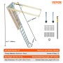 VEVOR Attic Ladder Πτυσσόμενη, χωρητικότητας 350 λιβρών, 22,5" x 63", προέκταση αλουμινίου πολλαπλών χρήσεων, ελαφριά και φορητή, ταιριάζει σε ύψη οροφής 9,5'-12', άνετη πρόσβαση στη σοφίτα σας Standard