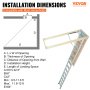 VEVOR attic ladder installation dimensions, compatible with most households. detailed size specifications included.