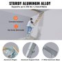 man climbing a sturdy aluminum VEVOR attic ladder supporting up to 350 lbs with corrosion-resistant features.