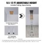 VEVOR attic ladder, 9.5-12 ft adjustable, heat-insulating door panel, 11.8&quot; adjustable support legs.