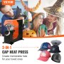 VEVOR 3-in-1 Auto Hat Heat Press with 3pcs Interchangeable Platens(6.6" x 2.7", 6.6" x 3.8", 6.1" x 3"), Automatic Release&Press Knob-Style Digital Control Panel, Heat Transfer Printing for Caps