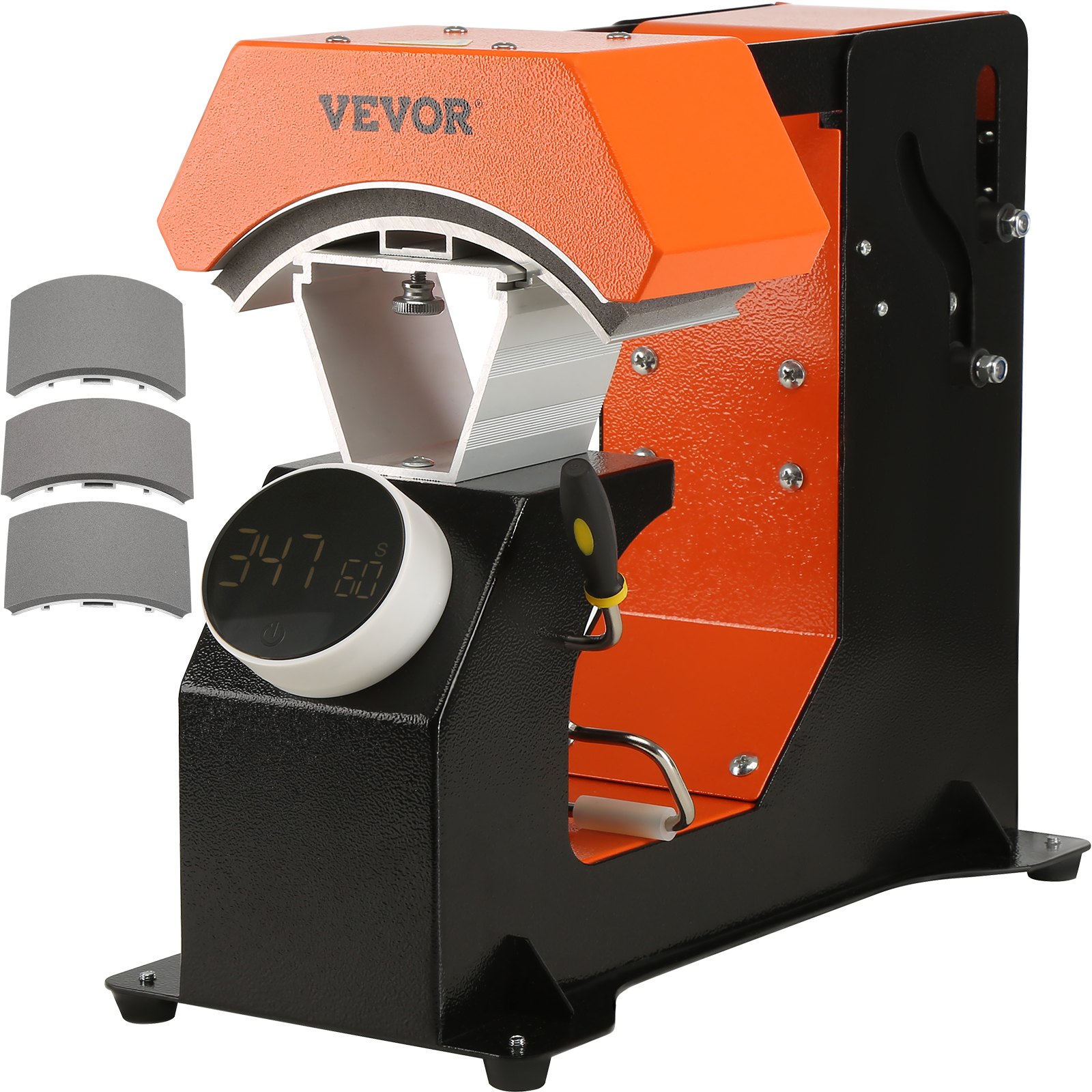 VEVOR Hat Heat Press, 3-in-1 Auto Cap Heat Press Machine, 6.4x3.5in Clamshell Sublimation Transfer, Automatic Release&Press Knob-style Digital Control Panel with 3pcs Replaceable Heating Pads