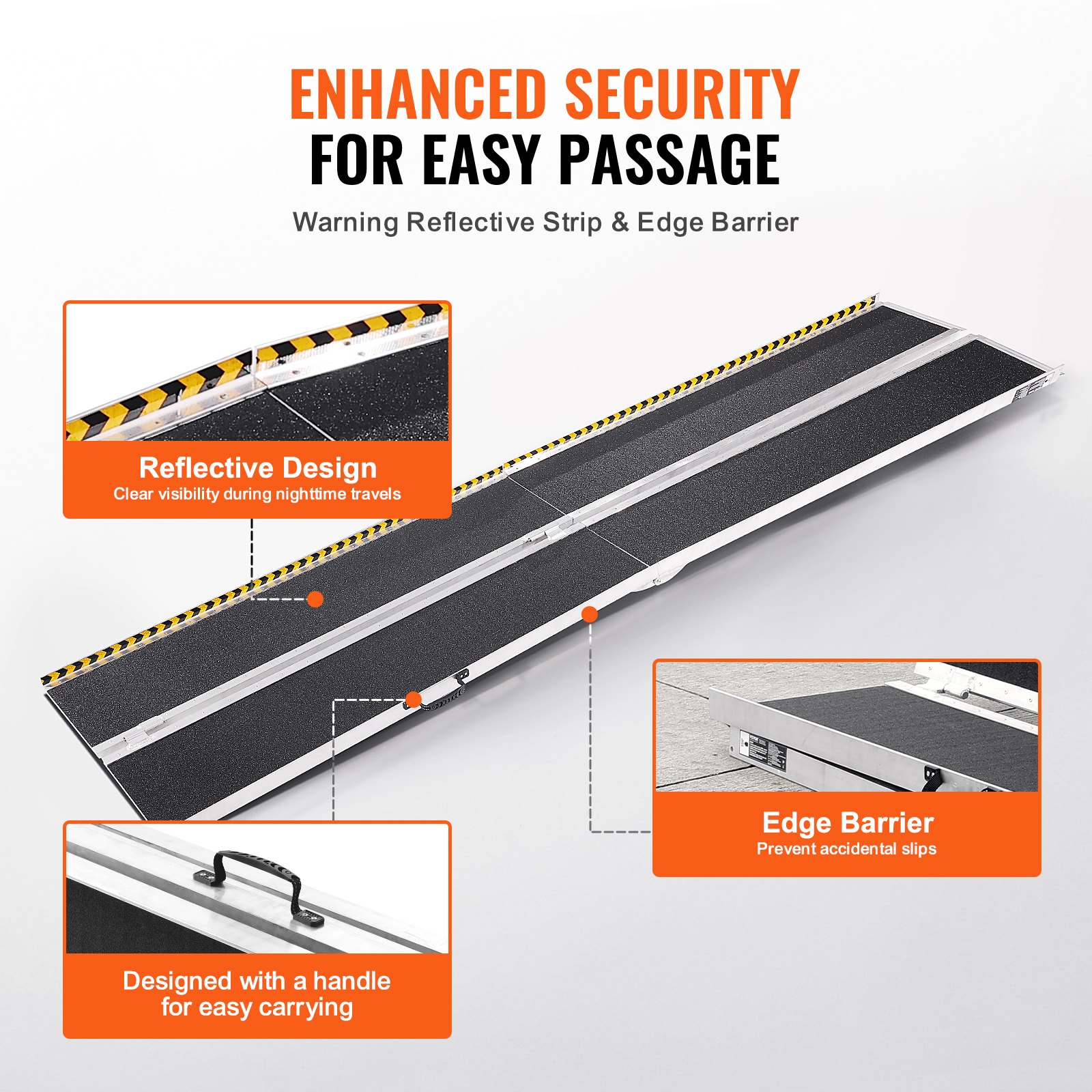 VEVOR Portable Wheelchair Ramp, 305 cm 363 kg Capacity, Non-Slip Aluminum Folding Threshold Ramp, Foldable Mobility Scooter Ramp Wheel Chair Ramp, Handicap Ramp for Home Steps, Stairs, Doorways, Curbs