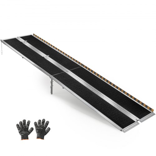 VEVOR Portable Wheelchair Ramp, 3045 mm, Non-Slip Aluminum Folding Handicap Ramp for Wheelchair, 800 lbs Capacity, Door Threshold Ramps for Home Steps, Stairs, Entry, Threshold, Doorways, Scooter