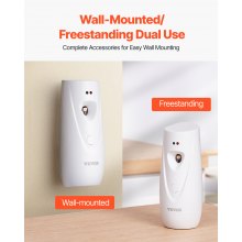 VEVOR Automatic Air Freshener Spray Dispenser, 4-Pack, Wall Mounted or Free Standing, Battery Operated, Multiple Time Settings for Home, Indoor, Bathrooms, Offices, Hotels, Commercial Places, White