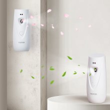 VEVOR Automatic Air Freshener Spray Dispenser, 4-Pack, Wall Mounted or Free Standing, Battery Operated, Multiple Time Settings for Home, Indoor, Bathrooms, Offices, Hotels, Commercial Places, White