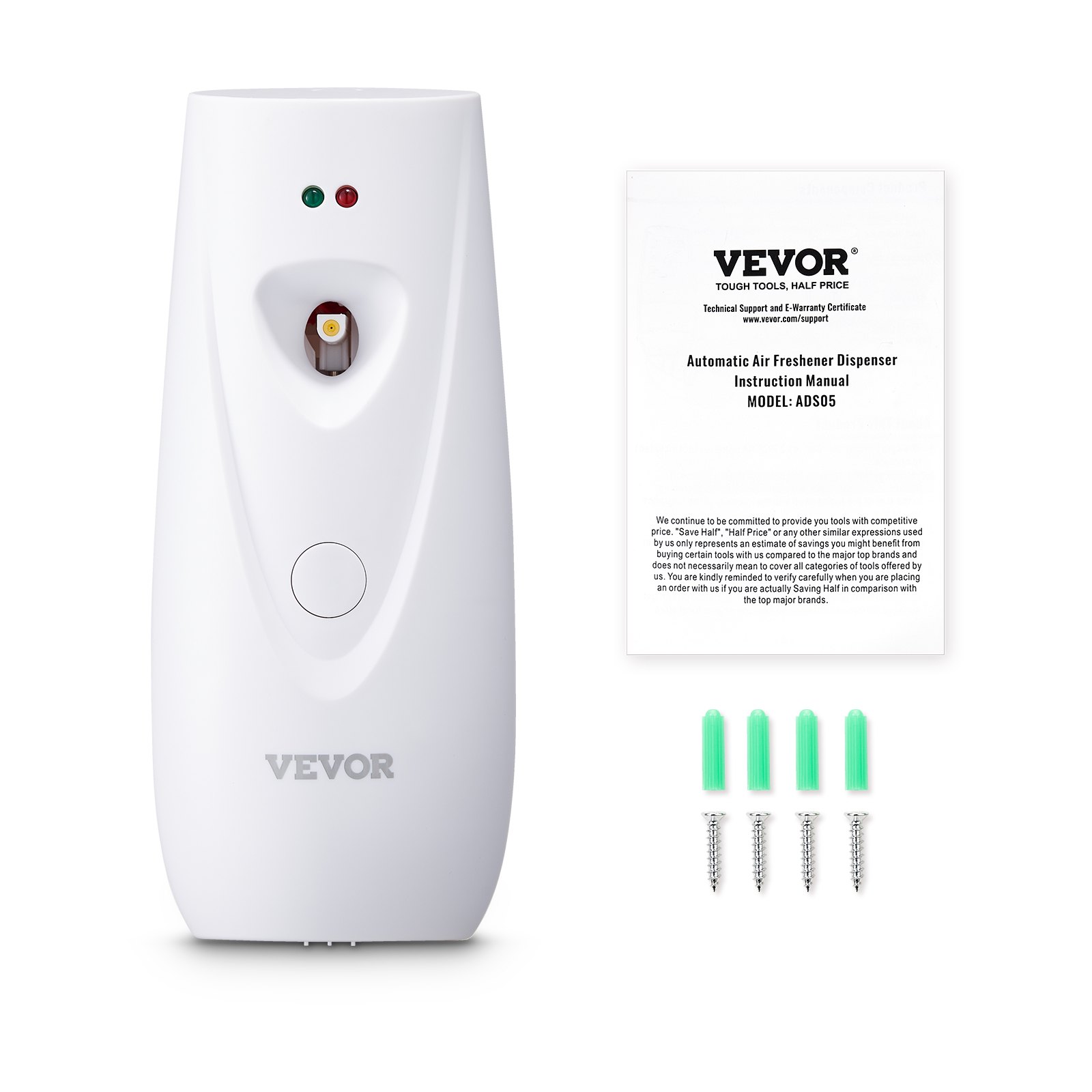 VEVOR Automatic Air Freshener Spray Dispenser, 2-Pack, Wall Mounted or Free Standing, Battery Operated, Multiple Time Settings for Home, Indoor, Bathrooms, Offices, Hotels, Commercial Places, White