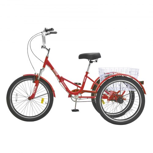 VEVOR Folding Adult Tricycle 24-Inch Adult Folding Trikes Carbon Steel 3 Wheel Cruiser Bike with Large Basket & Adjustable Seat Shopping Picnic VEVOR Folding Adult Tricycle 24-Inch Adult Folding Trikes Carbon Steel 3 Wheel Cruiser Bike with Large Basket & Adjustable Seat Shopping Picnic