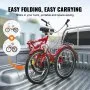 VEVOR Folding Adult Tricycle, 24-Inch Adult Folding Trikes, Carbon Steel 3 Wheel Cruiser Bike with Large Basket & Adjustable Seat, Shopping Picnic Foldable Tricycles for Women, Men, Seniors (Red)