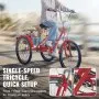 VEVOR Folding Adult Tricycle, 24-Inch Adult Folding Trikes, Carbon Steel 3 Wheel Cruiser Bike with Large Basket & Adjustable Seat, Shopping Picnic Foldable Tricycles for Women, Men, Seniors (Red)