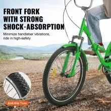 VEVOR Folding Adult Tricycle, 24-Inch Adult Folding Trikes, Carbon Steel 3 Wheel Cruiser Bike with Large Basket & Adjustable Seat, Shopping Picnic Foldable Tricycles for Women, Men, Seniors (Green)