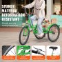 VEVOR Folding Adult Tricycle, 24-Inch 7-Speed Adult Folding Trikes, Carbon Steel 3 Wheel Cruiser Bike with Basket & Adjustable Seat, Shopping Picnic Foldable Tricycles for Women, Men, Seniors (Green)