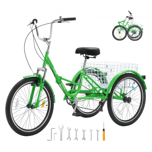 Tricycle pliable VEVOR pour adultes, 26 pouces, vitesses, vélo