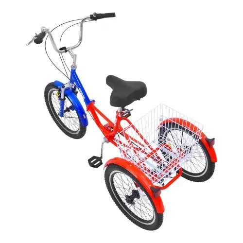 Tricycle pour adultes Tricycle de montagne multicolore pour adultes/hommes/ femmes, vélo de croisière pliable à 3 roues avec panier/siège arrière, vélos de croisière à trois roues/tricycles(Black