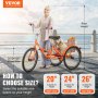VEVOR Folding Adult Tricycle, 26-Inch Adult Folding Trikes, Lightweight Aluminum Alloy 3 Wheel Cruiser Bike with Large Rear Basket, Shopping Picnic Foldable Tricycles for Adults, Women, Men, Seniors