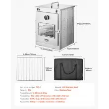 Foldable Camping Oven Stainless Steel Portable Camping Stove 3 Tier Grill