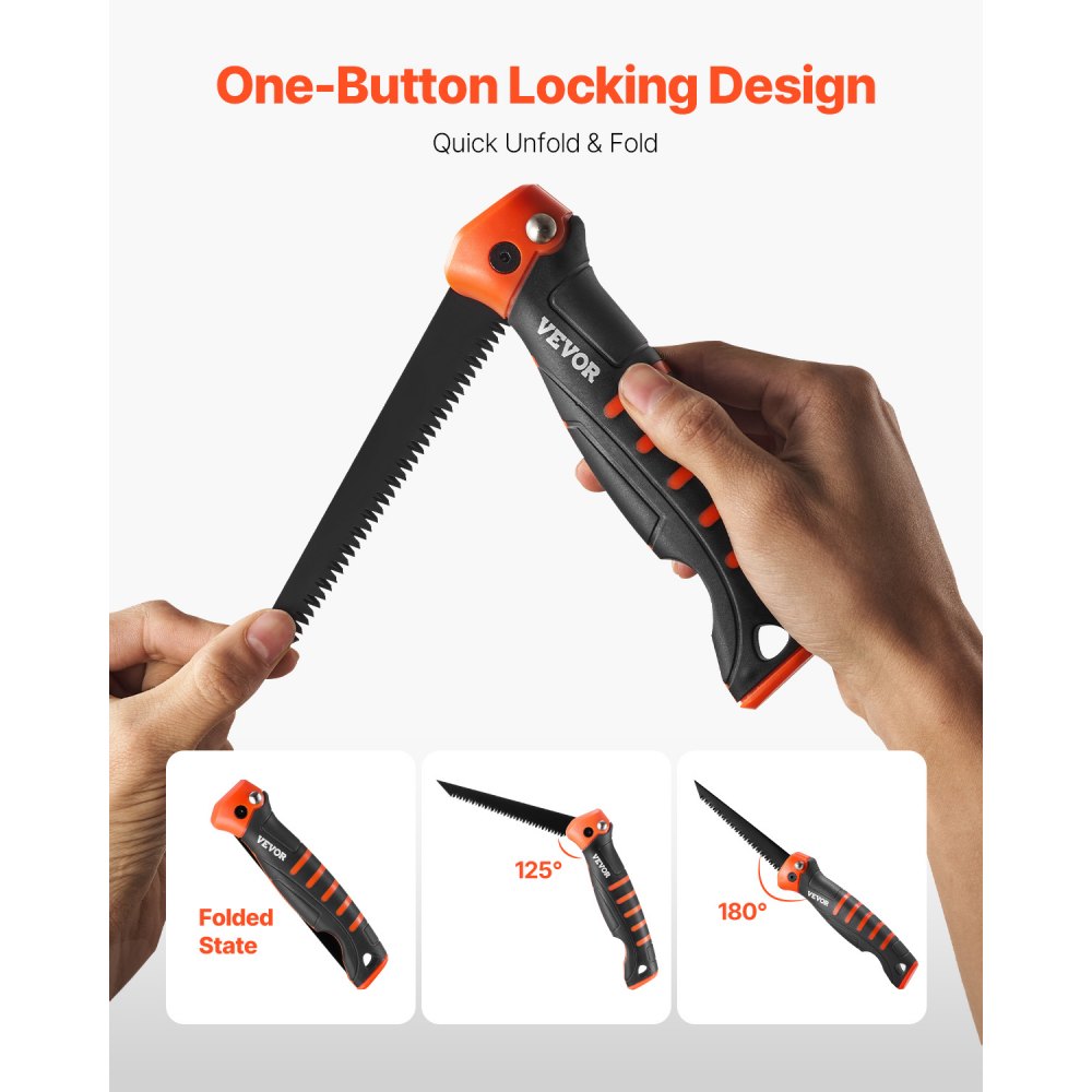 VEVOR Folding Jab Saw, 5 in Foldable Jab Saw with Soft Grip Handle, Folding Drywall Saw with Triple Ground Teeth and Sharp Tip, for Drywall, Wood, PVC Pipes, Cement Board, Thin Sheets, Wall Panels