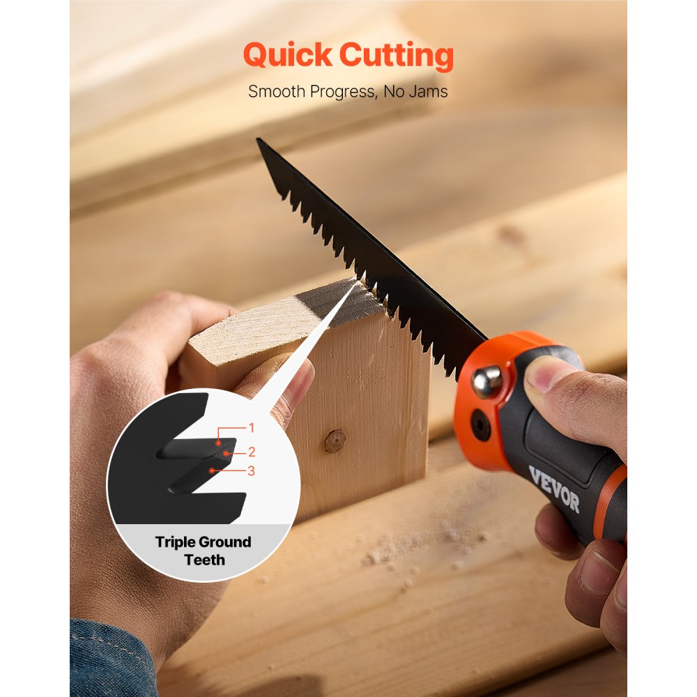 VEVOR Folding Jab Saw, 5 in Foldable Jab Saw with Soft Grip Handle, Folding Drywall Saw with Triple Ground Teeth and Sharp Tip, for Drywall, Wood, PVC Pipes, Cement Board, Thin Sheets, Wall Panels