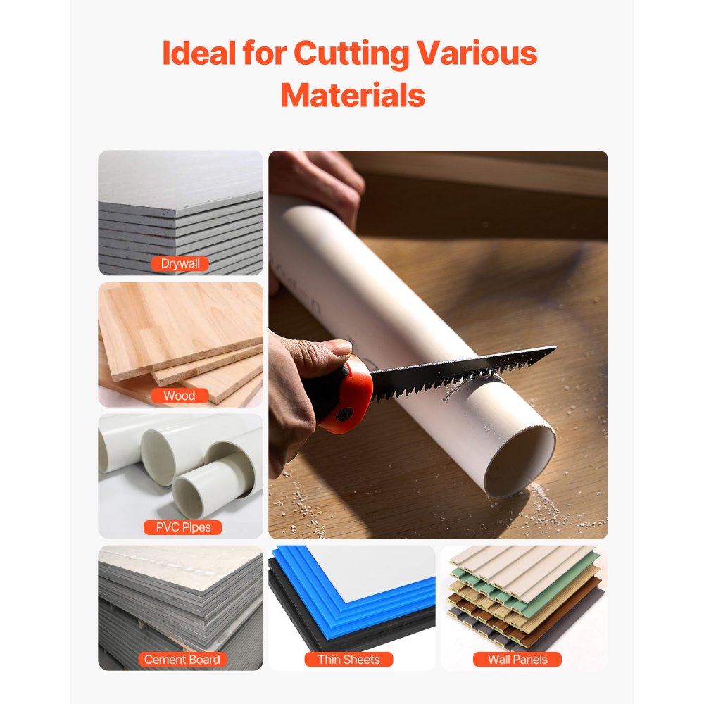 VEVOR Folding Jab Saw, 5 in Foldable Jab Saw with Soft Grip Handle, Folding Drywall Saw with Triple Ground Teeth and Sharp Tip, for Drywall, Wood, PVC Pipes, Cement Board, Thin Sheets, Wall Panels