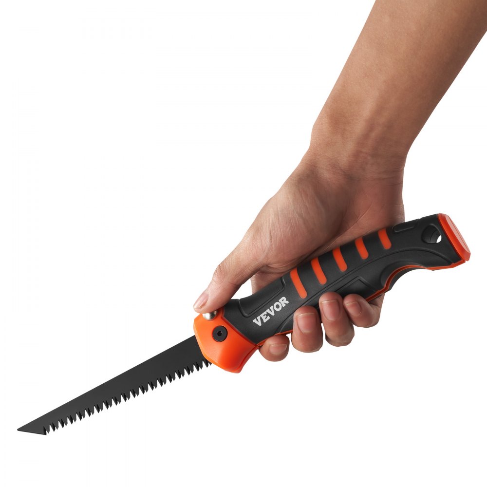 VEVOR Folding Jab Saw, 5 in Foldable Jab Saw with Soft Grip Handle, Folding Drywall Saw with Triple Ground Teeth and Sharp Tip, for Drywall, Wood, PVC Pipes, Cement Board, Thin Sheets, Wall Panels