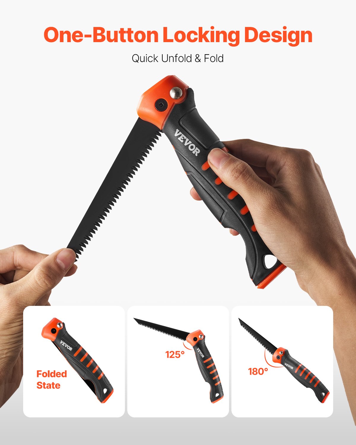 VEVOR Folding Jab Saw, 5 in Foldable Jab Saw with Soft Grip Handle, Folding Drywall Saw with Triple Ground Teeth and Sharp Tip, for Drywall, Wood, PVC Pipes, Cement Board, Thin Sheets, Wall Panels