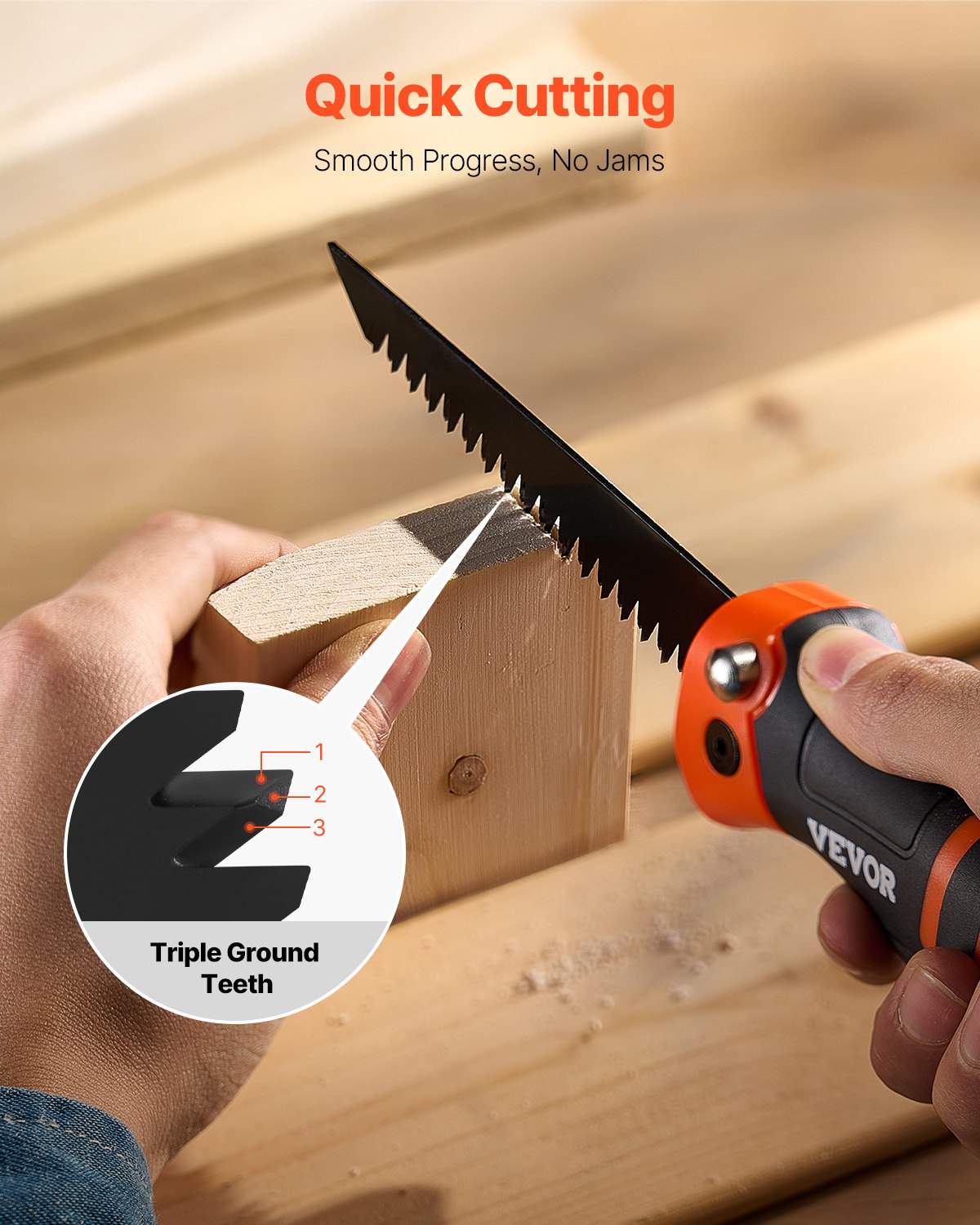 VEVOR Folding Jab Saw, 5 in Foldable Jab Saw with Soft Grip Handle, Folding Drywall Saw with Triple Ground Teeth and Sharp Tip, for Drywall, Wood, PVC Pipes, Cement Board, Thin Sheets, Wall Panels