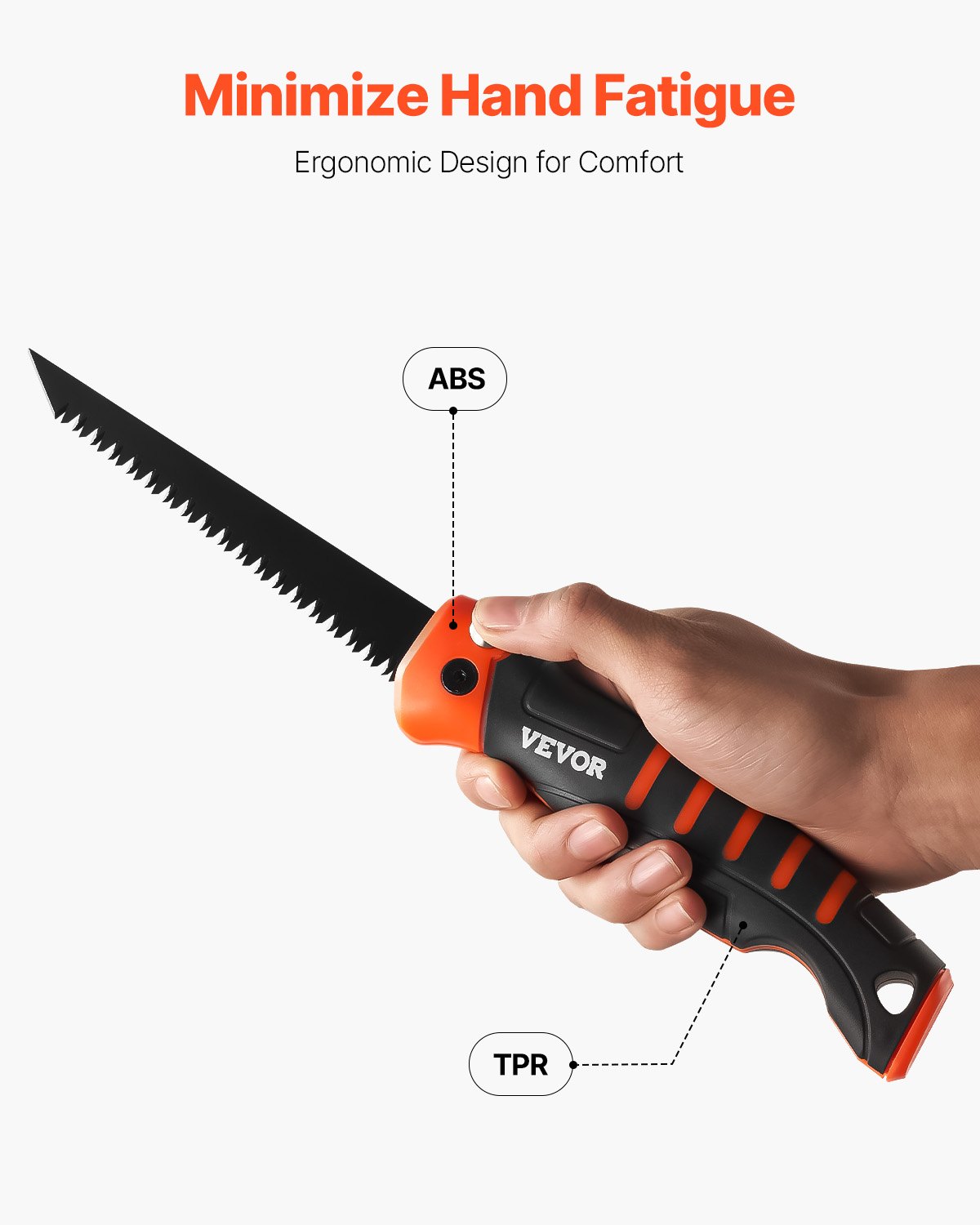 VEVOR Folding Jab Saw, 5 in Foldable Jab Saw with Soft Grip Handle, Folding Drywall Saw with Triple Ground Teeth and Sharp Tip, for Drywall, Wood, PVC Pipes, Cement Board, Thin Sheets, Wall Panels
