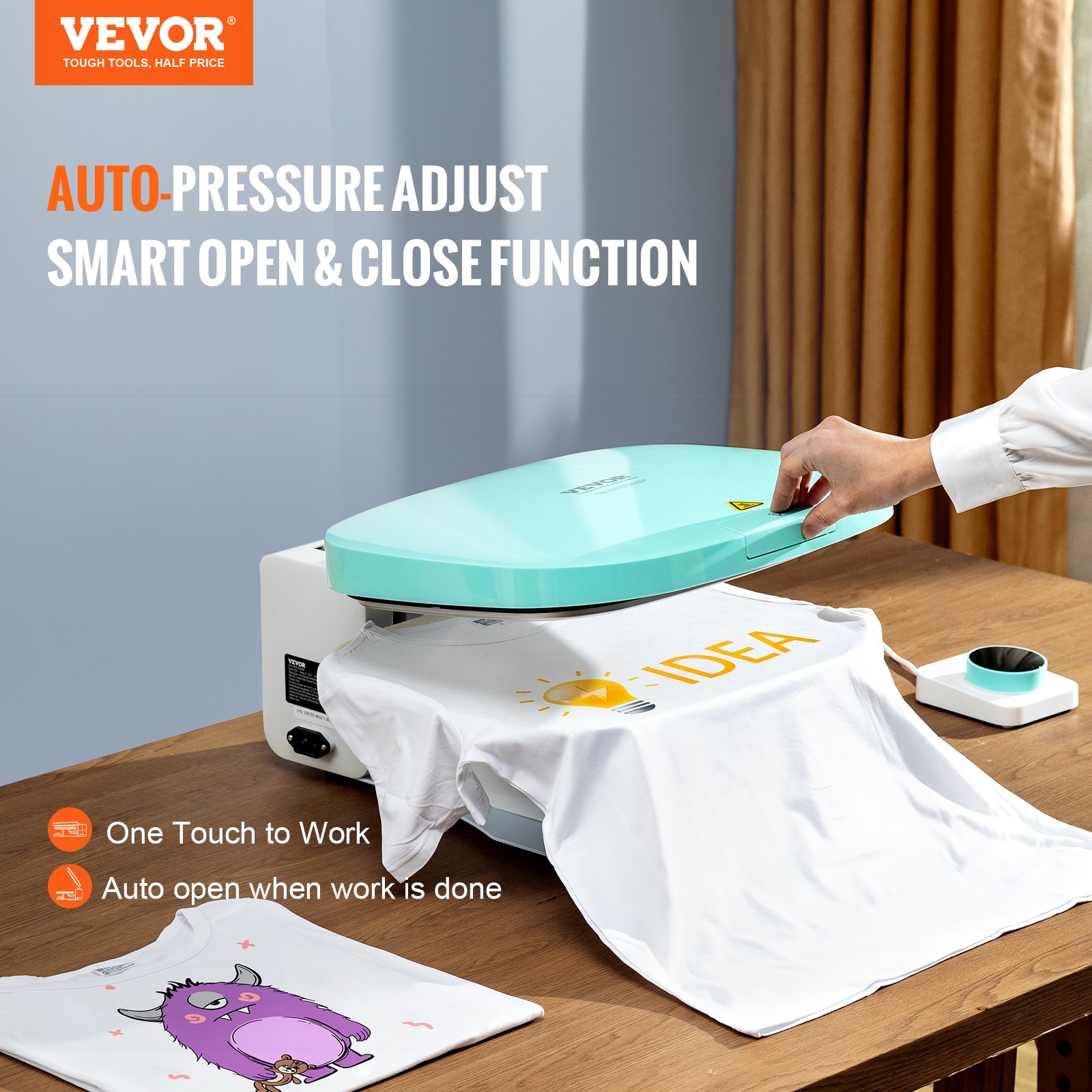 VEVOR Auto Heat Press, Smart Heat Press Machine for T-Shirts, Knob Design Easy Press, Large Mica Heat Plate, Heat Up Fast, Professional Heat Press for Sublimation, Viny Tested to UL Standards