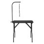 black VEVOR pet grooming table with adjustable arm and loop for pet grooming tasks.