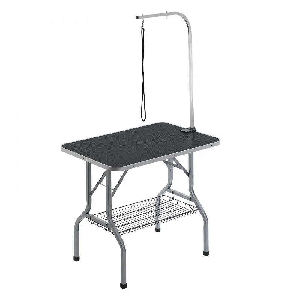 VEVOR Pet Grooming Table Arm with Clamp, 915 x 610mm Dog Grooming Station, Foldable Pets Grooming Stand for Medium and Small Dogs, Free No Sit Haunch Holder with Grooming Loop, Bearing 149.7kg